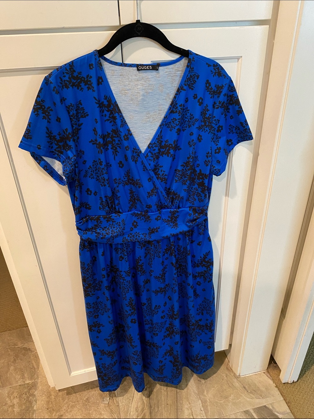 Royal Blue Floral Wrap Midi Dress